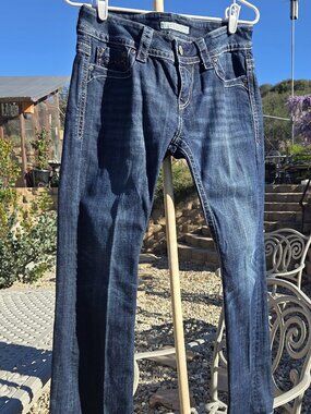 Stetson 818 Hollywood Bootcut Jeans Blue Denim Distressed Womens 8 Short